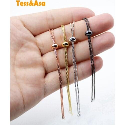 3PCS Adjustable Pole-Chain Slider Bracelet Connector Chains Lead Free Gold Silver Plated Men Women DIY Making Jewelry Finding
