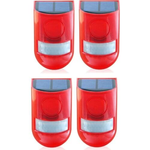 4Pcs Solar Lamp 110DB PIR Rechargeable Waterproof LED Sound Alarm Garden With Motion Sensor