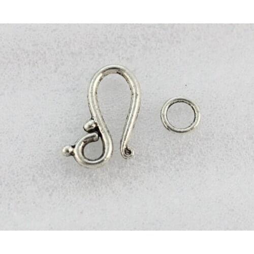 60 Sets Of Antiqued silver Plate Hook Ring toggle clasps A1277