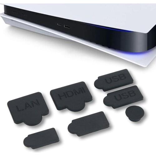7Pcs Silicone Dust Plugs USB HDM Interface Anti-dust Cover For PS5 Game Console