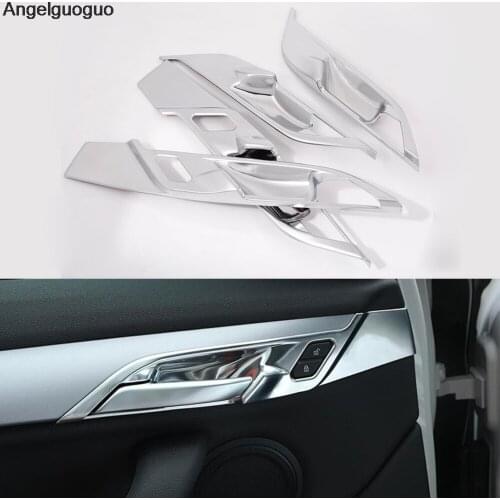 Angelguoguo ABS Chrome Car Inner Door Handle Frame Stickers Sequins for BMW X1 F48 2016 2017