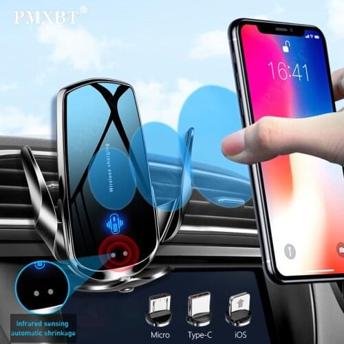 Wireless Charger Car Phone Holder Smart induction Automatic Grip For Mobile Phone Type C Micro USB Fast Charger Air Vent Mount