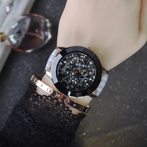 Fashion Guou Brand Womens Watch Rhinestone Diamond Genuine Leather Ladies Dress Wristwatch Clock Montre Femme Bayan Kol Saati