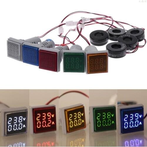 Square LED Digital Dual Display Voltmeter & Ammeter Voltage Gauge Current Meter AC 60-500V 0-100A L29K Dropship