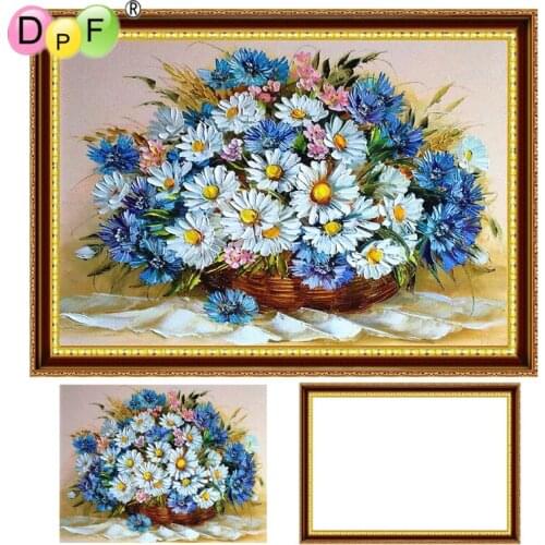 DPF with Frame Diamond painting Cross Stitch Beautiful flowers full Round diamond Mosaic Diamond Embroidery home decor picture