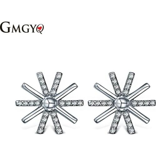GMGYQ Fashion Blossom Boucle D' Oreille Femme Kerst Cubic Zircon Voor Vrouwen Cute Round Stud Crown Earrings Beste Vriend Gift