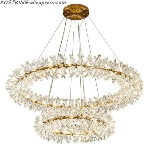 Round design modern crystal chandelier lighting AC110V 220V lustre cristal living room bedroom lamp