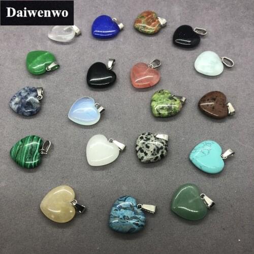0.6*2cm Love Pendant Natural Stone Poppy Jasper Opal White Crystal Agate