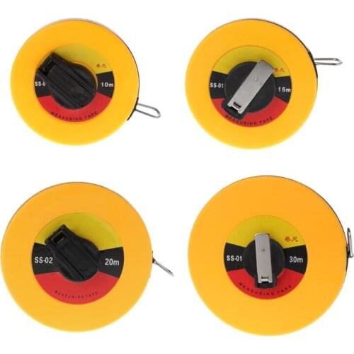 OOTDTY Fiber Measuring Tape 10/15/20/30m Hand-held Disc Flexible Ruler Wind Up Measuring Tool