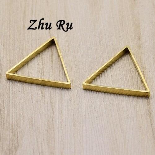 20pcs/lot zhu ru copper 24mm Triangle ring Charms For Jewelry Making Pyramid ruler sandwich shape Charms Hanging Ornaments