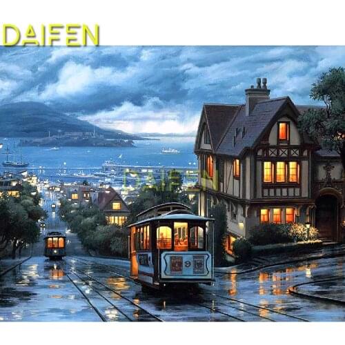 Full Round Diamond mosaic Full Square Diamond painting Cross stitch tram in the city house sea 5D DIY Diamond embroidery