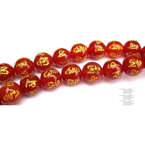 Natural crystal DIY the beaded red agate gilt mantra semi - loose beads wholesale