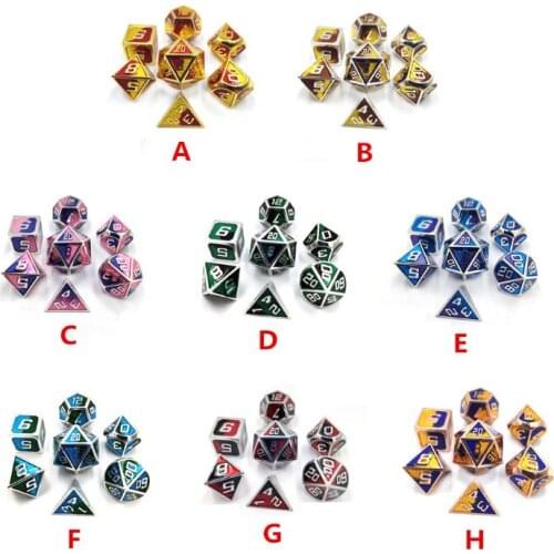 New 7pcs/set Metal Dice Set Board Game Polyhedral Dice for RPG Role Playing Game