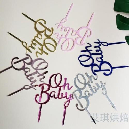 "Oh Baby" Happy Birthday Cake Topper Wedding Bride Party Decoration Dessert Baking Supplies Lovely Gifts