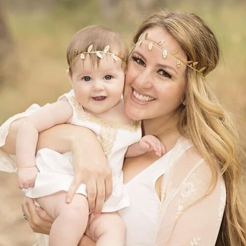 2PC Occident Parent-child outfit Golden Leaves Head Bands Occident Baby lovely Hair Accessories Head Wear
