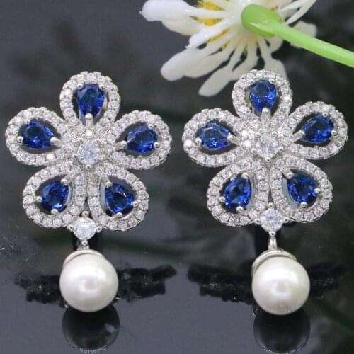 24x22mm Lovely Cute Songbird Created Paris Blue Topaz Pink Morganite Garnet For Girls Daily Wear Silver Earrings Wholesale