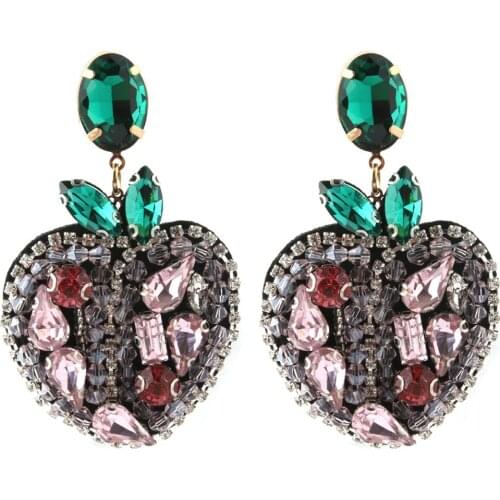 Zouchunfu New Heart Earrings 2020 Women Pendientes Fashion Retro Geometric Crystal Stone Pendant Earrings Jewelry Brincos