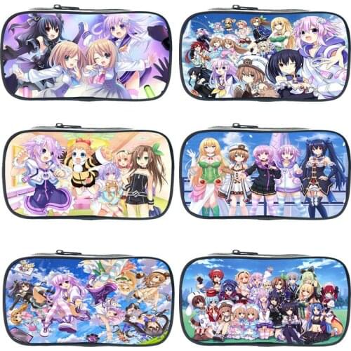 Anime Hyperdimension Neptunia Pen Bag Students Cartoon Pencil Bag Children Kawaii Stationery Bag Girls Pencil Pouch Cosmetic Box
