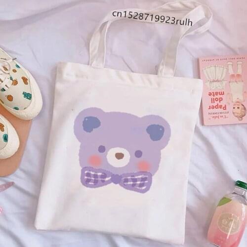 Bear Ins Kawaii Fashion Funny Shoulder Shopping Bag Super Cute Canvas Bags Harajuku Large Capacity Women Bags Cool Wallet