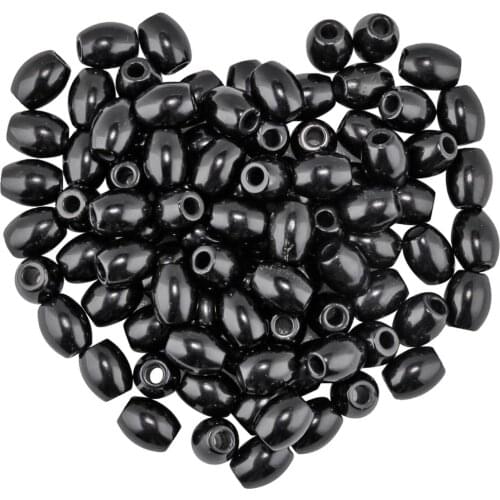 TUMBEELLUWA 1Lot(20Pc) Oval Black Obsidian Large Hole (4.5-5mm) Charm European Gem stone Loose Beads for Bracelet,Jewelry Making
