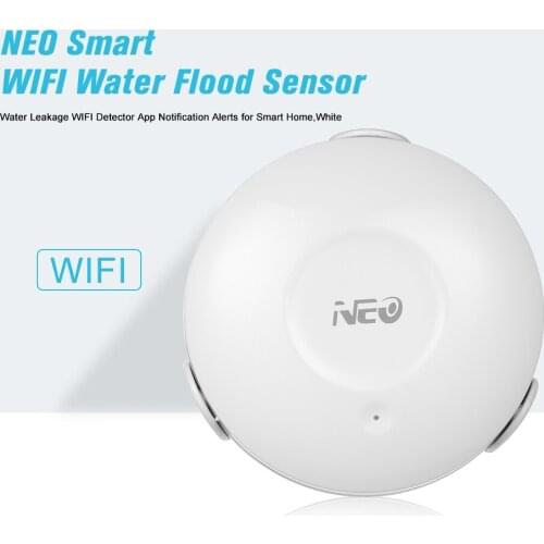 NEO WiFi Water/Flood Sensor Smart WIFI Water Leakage Detector App Notification Alerts Water Sensor Alarm Leak Alarm Home Securit