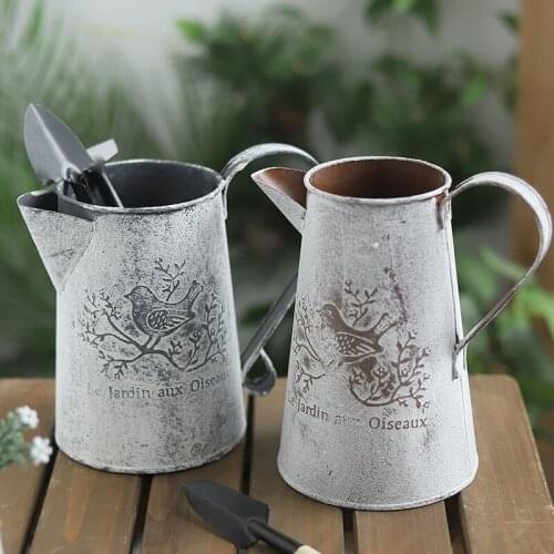 Homelily Retro Flower Vase Home Decoration Sheet Iron Container Pastoral Tabletop Vase Creative Living Room Ornaments