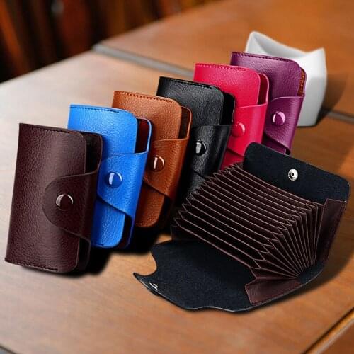 Business Card Holder Genuine Leather Credit Card Holder Women Zipper Pocket Unisex Card Case Zipper Coin Purse