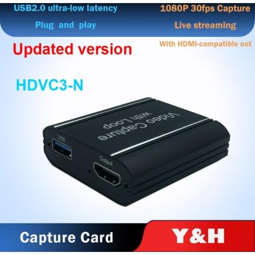 Y&H HDMI-compatible Video Game Capture Card USB2.0 HD 1080P Game Live Streaming Device with HDMI Out HDVC3-N