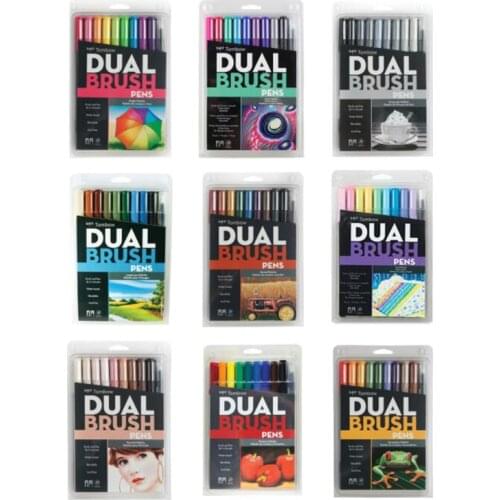 Japan Tombow ABT Dual Water Brush pen & Fine Tip Pen Professional Calligraphy Art Marker Pen Watercolor Painting Art supplies
