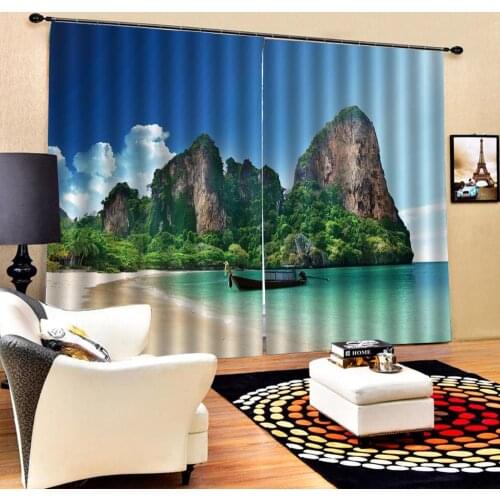 Green hills and green water landscape high mountain Luxury Blackout 3D Window Curtains For Living Room Bedroom Customized size