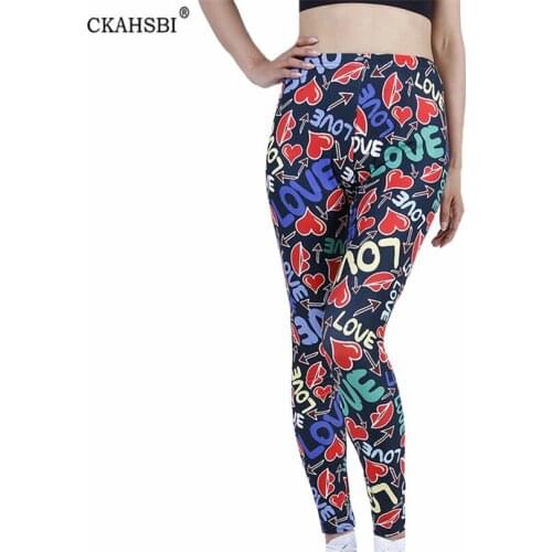 CKAHSBI Women Yoga Pants High Waist Leggings Sport Fitness Gym Push Up Sexy Printed Colorful Love Letters Lip Pattern Clothing