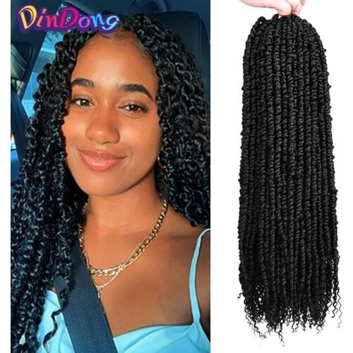 DinDong Passion Twist Braiding Hair Synthetic 18inch Ombre Pre looped Fluffy Spring Bomb Twists Braid Hair Extensions For Women