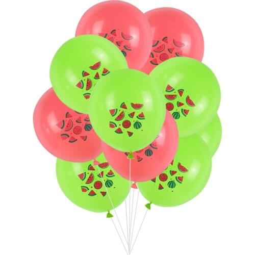 10pcs/set Cartoon Watermelon Printed Latex Confetti Balloons For Summer Hawaiian Wedding Beach Birthday Party Decor Supplies