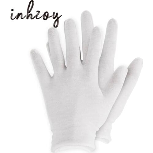 12 Pairs White Thin Reusable Elastic Soft Cotton Gloves Dry Hands Moisturizing Cosmetic Hand Spa Coin Jewelry Inspection Gloves