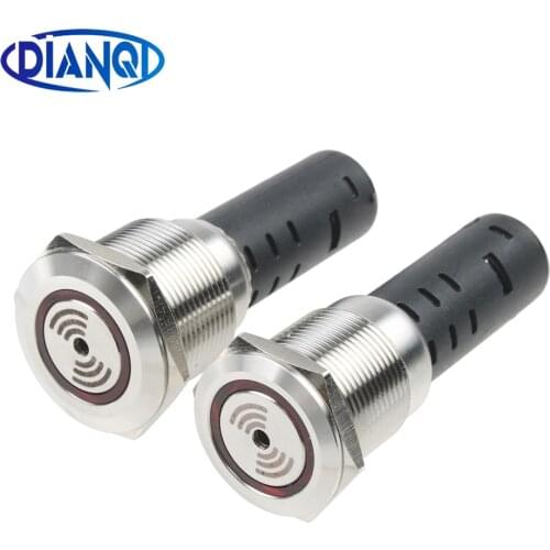 19mm 22mm metal waterproof Chrome buzzer with Red LED 12V 24V 220V 80DB with big sound plastic bottom