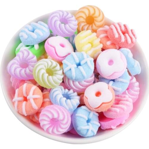 20Pc Cartoon Frosted Colored Donuts Ornament DIY Resin Crafts Scrapbook Cute Hair Pin Phone Shell Decor Food Toys Embellishments