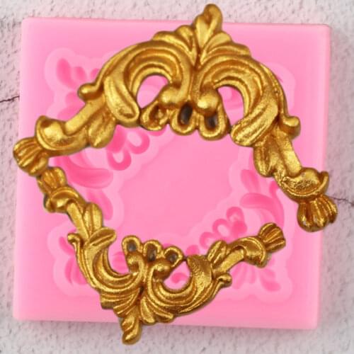 3D Baroque Relief Corner Border Silicone Molds DIY Cupcake Topper Fondant Cake Decorating Tools Candy Chocolate Gumpaste Moulds