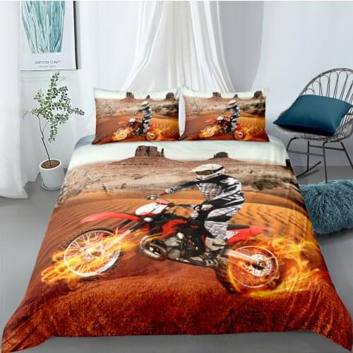3D Camel Duvet Cover Sets Motorcycle race Bed Linens and Pillow Cases Full Double Single Twin Queen Size 140*210cm Home Textile