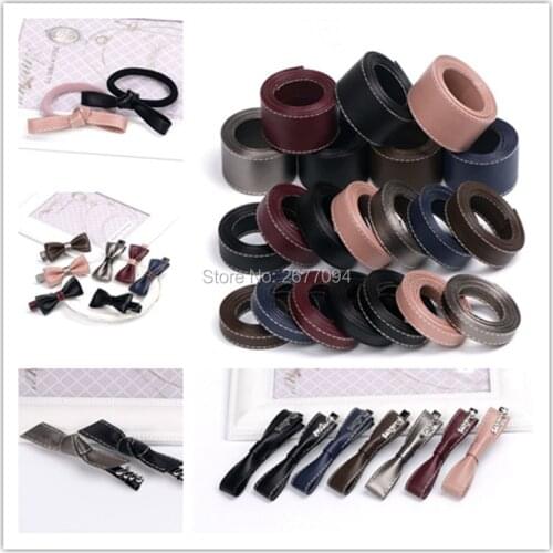 5Meters 10mm 16mm 30mm DIY Craft Material Soft Smooth Flat Faux Leather Ribbon Trim Layering Black PU Ribbon Hair Bow Accessory