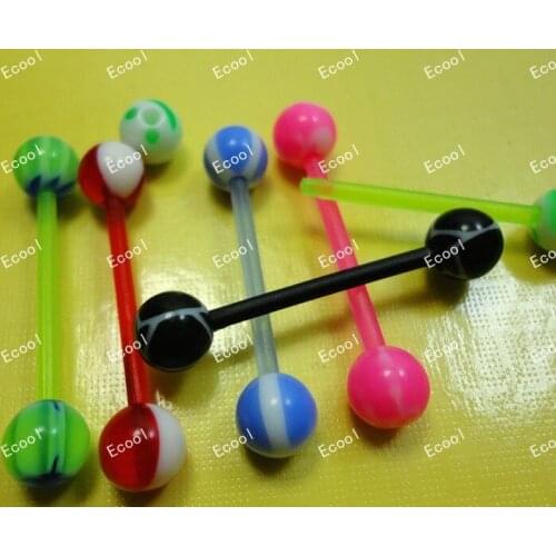 Cool Fashion Hot sale 65pcs UV Flexible Acrylic Tongue Bar Lip Belly Eyebrow Ear Barbell jewelry Body Piercing plug LB343