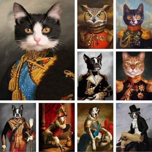 5D DIY Diamond Painting Funny Retro Style Animal Deer Cat Dog Embroidery Art Full Cross Stitch Kit Picture Rhinestone Home Decor