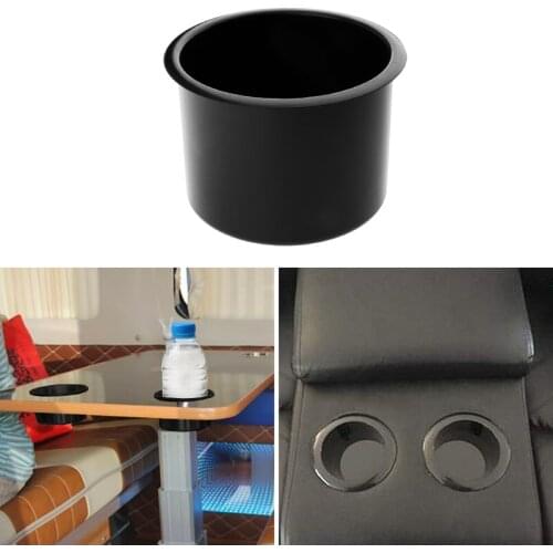 Black Recessed Drop in Alloy Cup Drink Holder for Boat Car Marine RV Camper - Can Hold Cups Bottles Up to 82mm/ 3.23'' Diameter