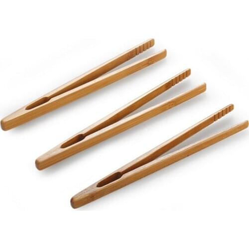 1pcs Bamboo Food Tongs Kitchen Utensils Buffet Cooking Tools Anti Heat Bread Clips Pastry Clamps Kitchen Barbecue Tongs