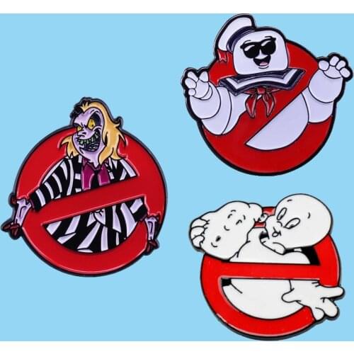 Ghostbusters Marshmallow Man Beetlejuice Enamel Brooch Pins Metal Alloy Fashion Jewelry Lapel Pins Accessories