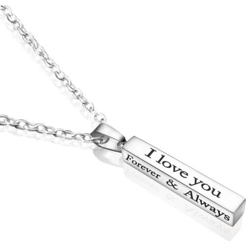 CGCMNS Silver Color Family Love Couple Necklace Engrave I Love You Forever &Always Letter Necklace Pendants Women Jewelry