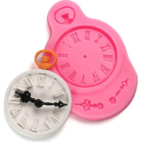 Clock Pocket Watch Silicone Mold Fondant Cake Mould Cupcake Decorating Tool Steam Punk Baking Kitchen Accessories Sugarcraf Tool