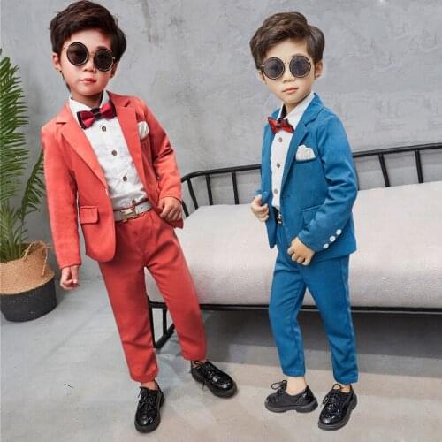 Children Suit Baby Boys Suits Kids Boy Blazer Boys Formal Suit For Weddings Boys Clothes Set Jackets + Pants 2pcs 4-12Y