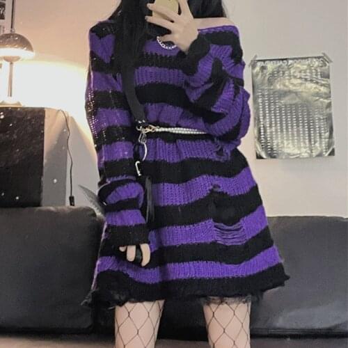 Green Cropped Sweater Contrast Striped Rib Knit Jumper Pullover Women Aesthetic e-Girl Streetwear