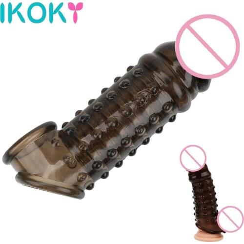 IKOKY Penis Extender Male Delay Ejaculation Device Cock Sleeves Penis Rings Sex Toys For Men Adult Products