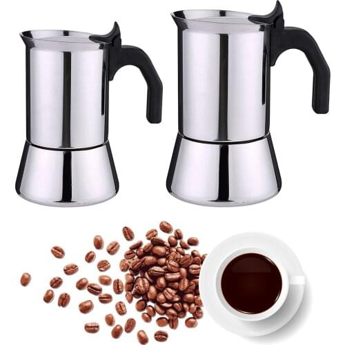 Stainless Steel Espresso Coffee Maker Stove Top Italian Percolator Moka Pot, Easy to Clean